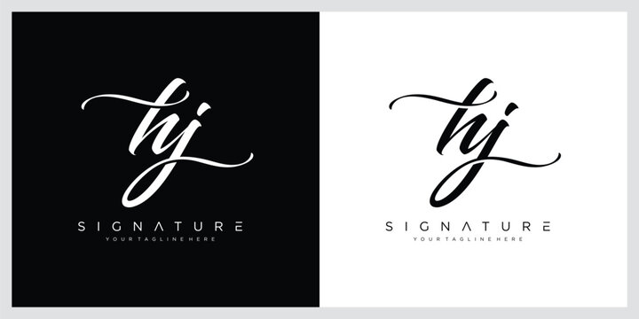 HJ Initial handwriting logo vector template