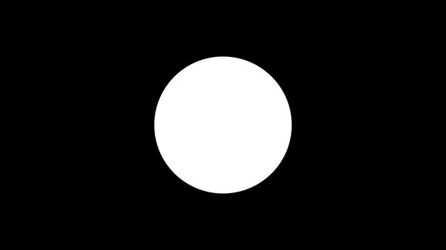 Anticipatory white loading circle animation on black background. circle progress animation. white moon icon animation.