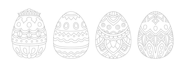 Coloring book set with intricate easter eggs