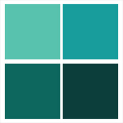 Turquoise gradient palette. Square color blocks, photo collage