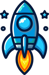 Cute Cartoon Rocket with Star