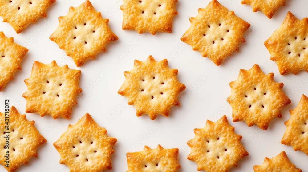 Poster Crispy baked crackers arranged neatly in a circular shape with blank space for design