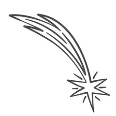 Fototapeta premium Shooting star with trails doodle icon. Black sketch falling star with motion effect, vector illustration
