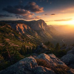 sunset in the mountains