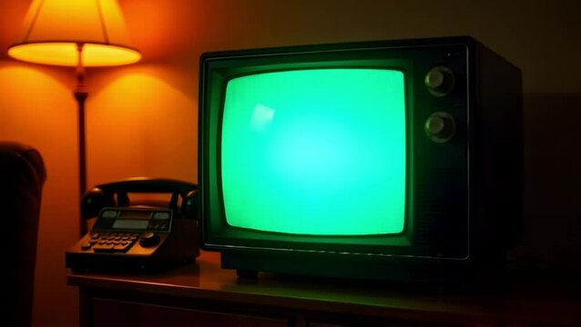 Nostalgic Retro TV Screen with Flickering Light