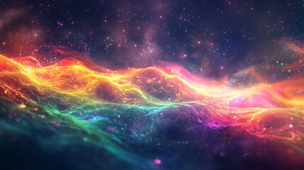 Fototapeta premium Vibrant and colorful nebula filled with swirling gas and dust creating a mesmerizing celestial canvas in outer space