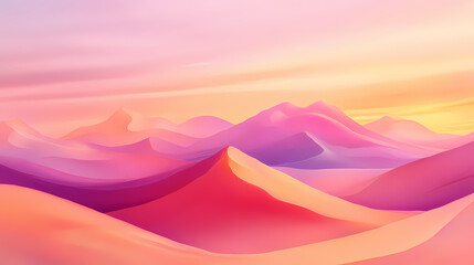 Abstract digital forming silk cloud landscapes forming over a velvet desert creating a surreal dreamlike vista pastel spectrum. Chimeric Silk. Illustration