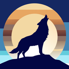 wolf howling at the moon