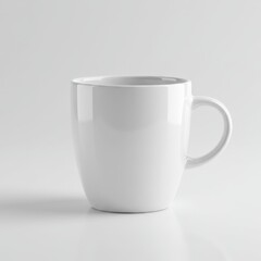 Obraz premium A minimalist, modern white ceramic coffee mug with a sleek handle and smooth surface
