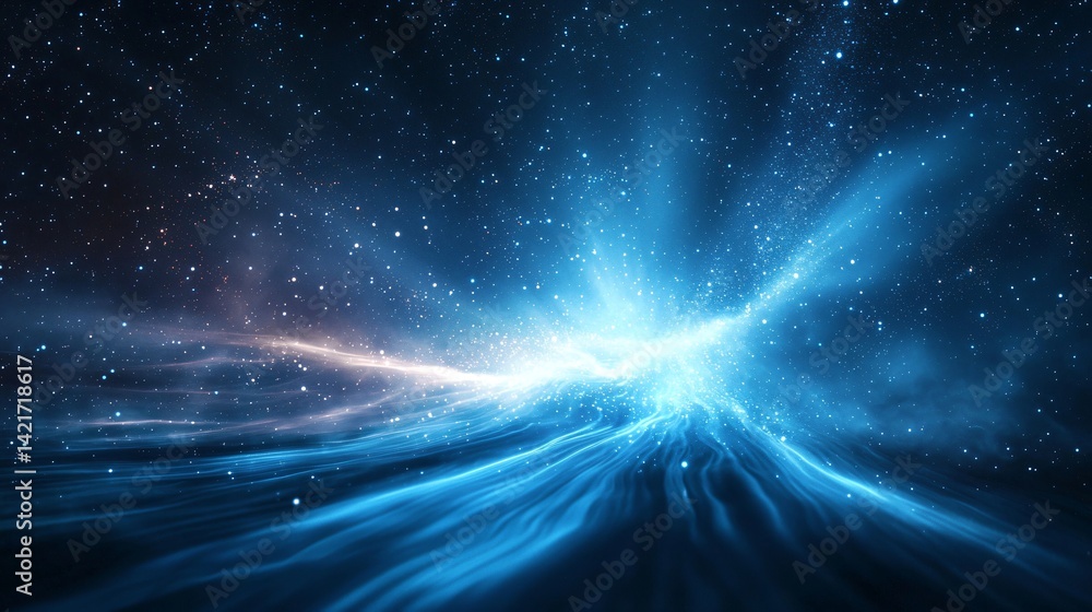 Aufkleber mesmerizing blue nebula filled with twinkling stars and a vast celestial background displaying the b