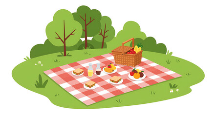 Sunny Day Picnic A Delightful Outdoor Gathering Illustration