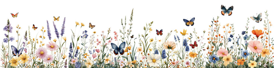 Fresh spring meadow with a tablecloth and wildflowers