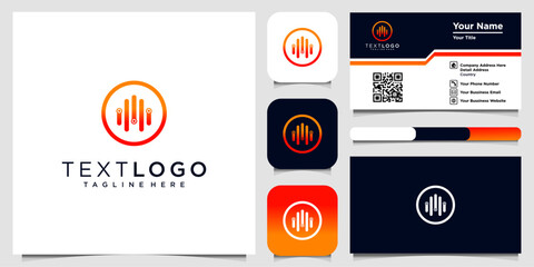 Modern abstract equalizer logo set with business card and app icon designs
