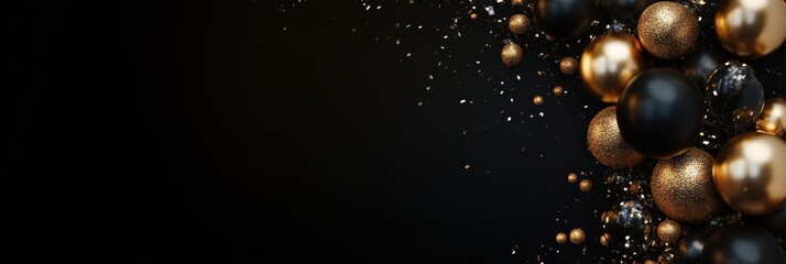 Fototapeta premium Black and Gold Abstract Christmas Balls