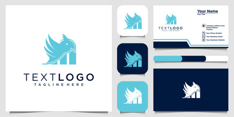 Elegant eagle financial graph logo design concept with business card layout