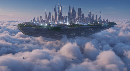 Naklejka premium Skyhold: City Above the Clouds