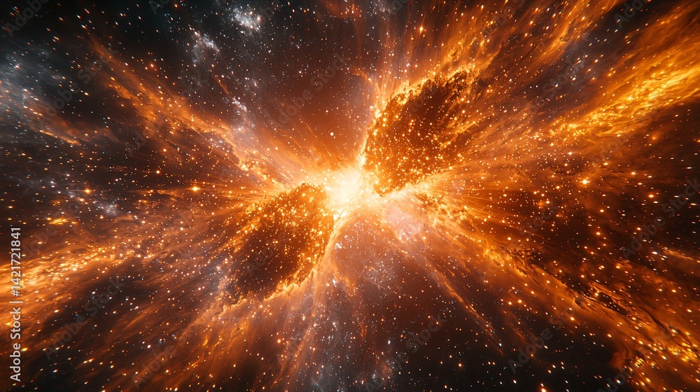 Poster star bursting in the sky creating a celestial display of light and energy with cosmic fluidity and h