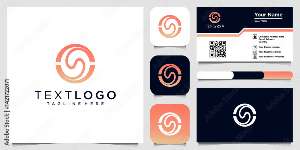 Poster modern letter s circular logo design with gradient color used in branding mockups, including busines