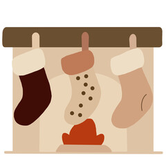 Fireplace with Christmas Stockings Clipart