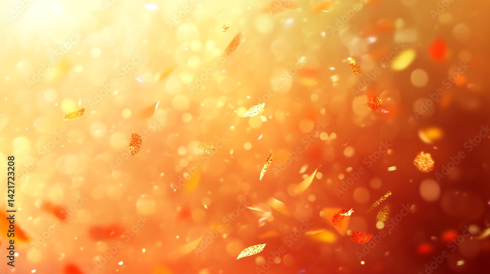 Poster abstract background of floating particles and confetti in soft colors creating a dreamy atmosphere f