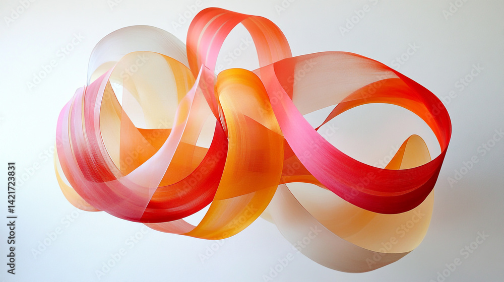 Poster colorful abstract ribbons looped and folded through empty space, creating a dynamic and elegant visu