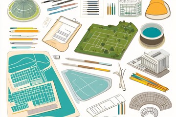 2d minimalist design of event planning checklist with venue map guest list and budget tracker corporate conference