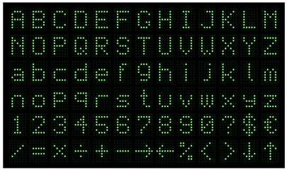 digital scoreboard alphabet, vector illustration