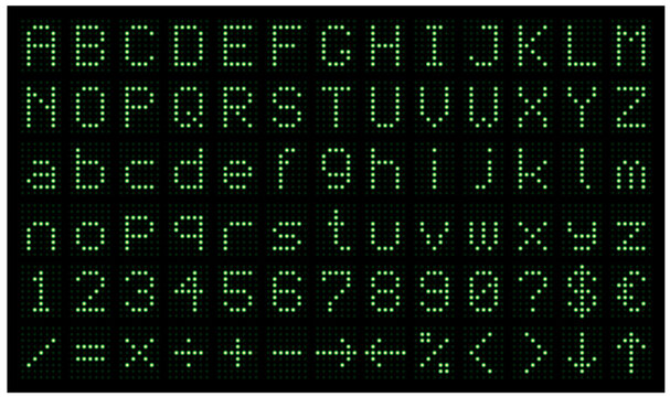 digital scoreboard alphabet, vector illustration