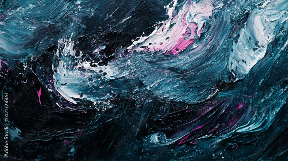 Aufkleber abstract acrylic painting with vibrant texture created using palette knife techniques featuring swir