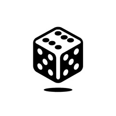 Black Dice Icon with Rounded Edges, illustration vector black and white, casino