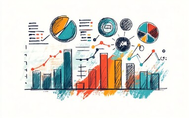 Obraz premium Hand-drawn business charts & graphs. Data analysis concept.