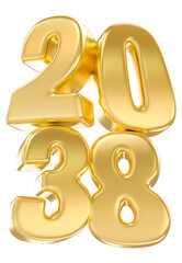 Obraz premium Happy New Year Number 2038 Gold 3D Render