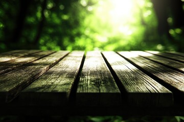 Fototapeta premium Wooden table in forest