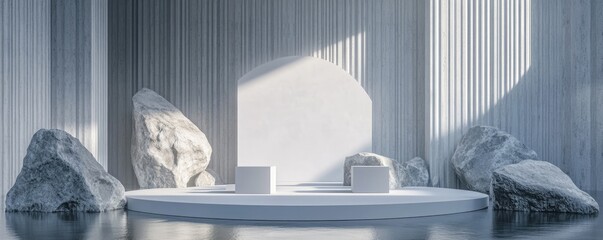 Minimalist white stone podium