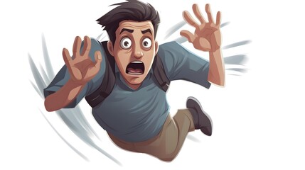 Obraz premium Professional Cartoon Vector Illustration of a Frightened Man for Designs and Projects