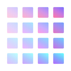 ポップでかわいい水玉模様の正方形のセット - 青･水色･ピンク･紫色のグラデーションのカラーパレット