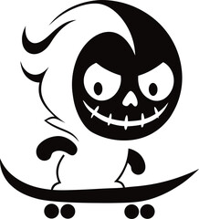  bold and stylized black and white skull vector art.