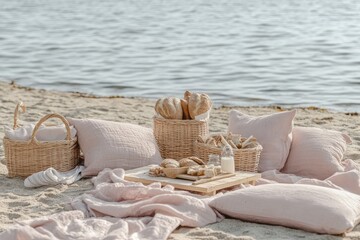 Beach picnic, soft pinks