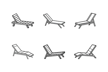 poolside lounger line art vector illustration
