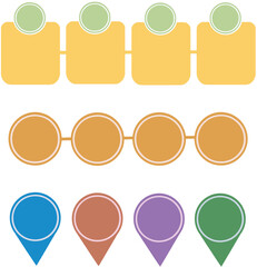 Flat Infographic Elements — Timeline, Flowchart, and Location Markers Set