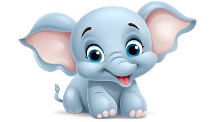 Cheerful and endearing elephant displaying a joyful smile in a vector illustration