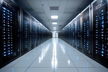 Fototapeta premium 2d vector of CRM disaster recovery drill showing backup restoration from geographically redundant servers