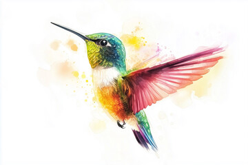 Fototapeta premium watercolor hummingbird tattoo on shoulder blade