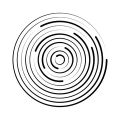 Halftone speed lines circle. Geometric art in circle form. Round swirl movement symbol. Halftone circular frame. Vector design element