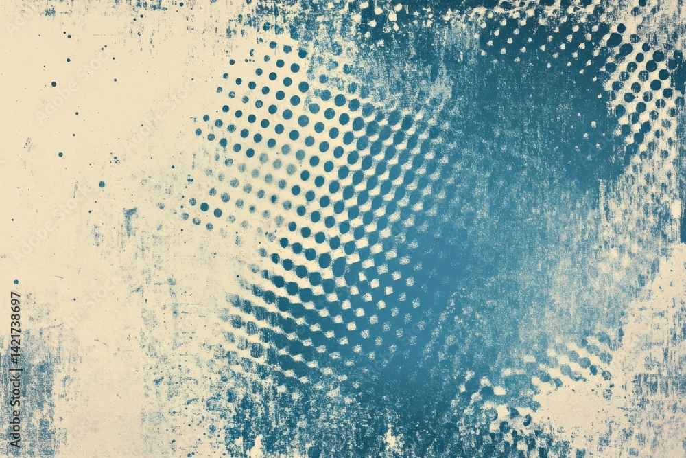 Poster faded halftone pattern with grunge texture for vintage-inspired designs and retro-themed backgrounds