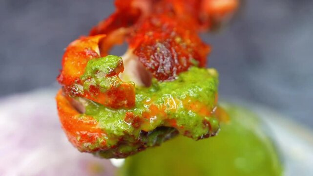 Crispy, juicy Fried Chicken / Tandoori Chicken &ndash; A famous Indian cuisine, known for its smoky, spiced flavor. A popular restaurant and street food, loved worldwide for its rich taste and vibrant color