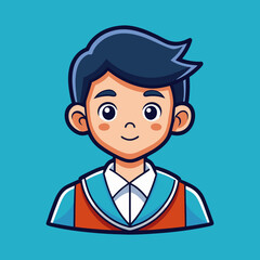 Cartoon illustration of a young boy with short hair and stylish clothes