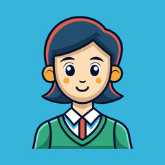 Cartoon character of a young woman in a school uniform illustration