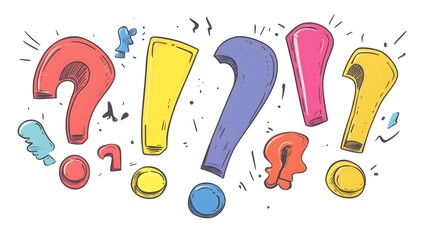 Vintage Cartoon Question Marks and Exclamation Marks Illustration for Graphic Designs