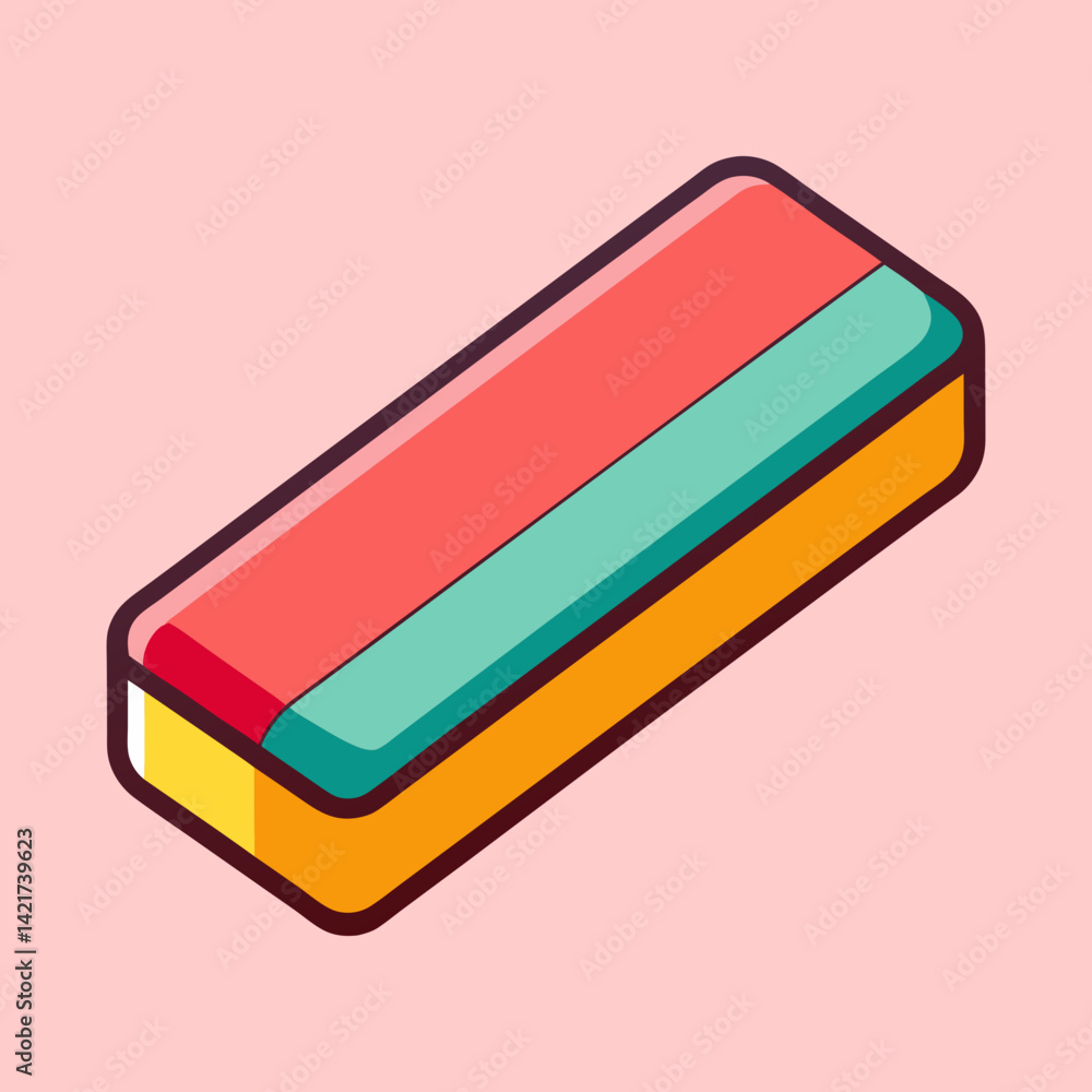 Aufkleber isometric view of a three layer rectangle on a pink background illustration